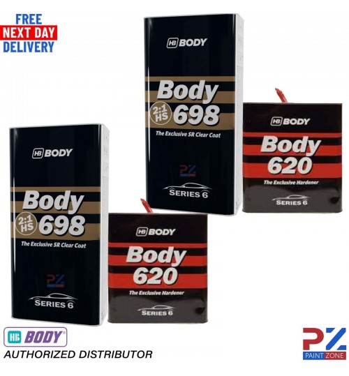 2X HB BODY 698 CLEAR HS SR 2:1 2K CLEARCOAT WITH 620 HARDENER - 2X 7.5L KITS